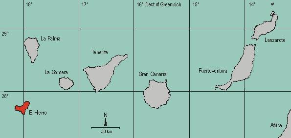La situación geográfica de las Islas Canarias